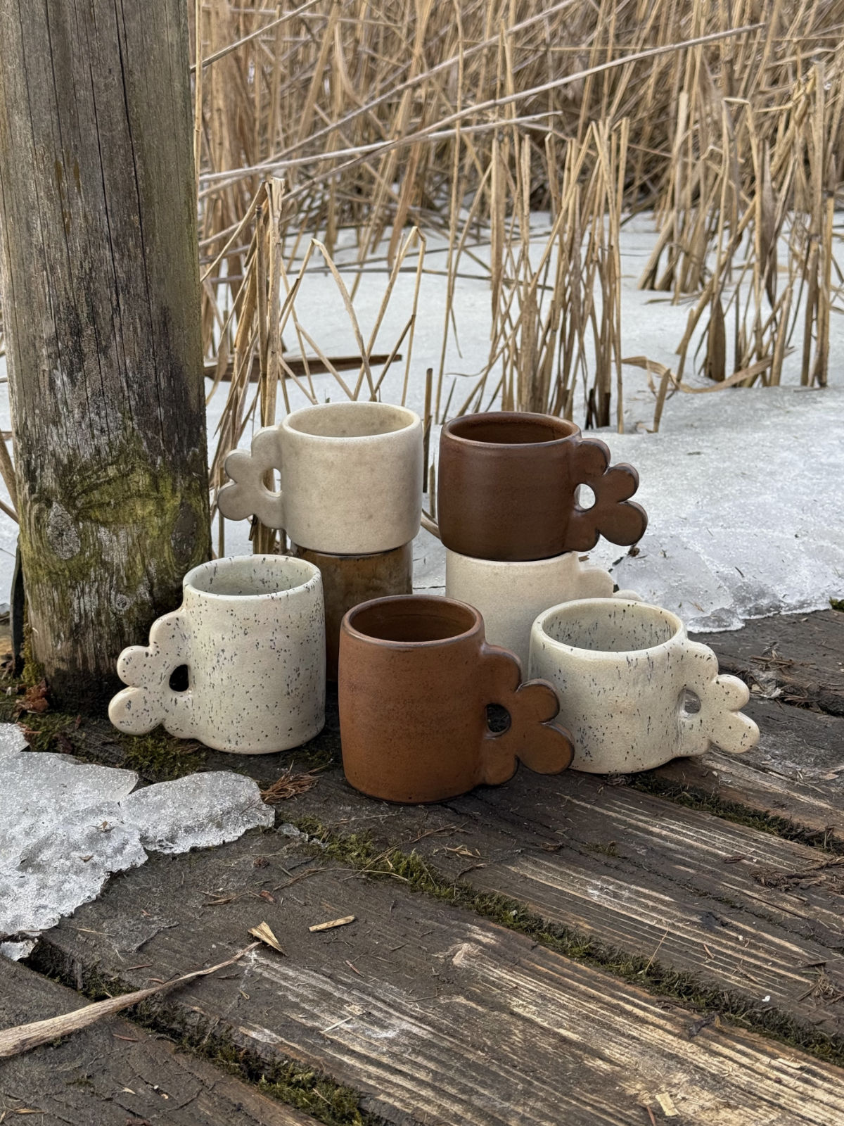 flower handle mugs